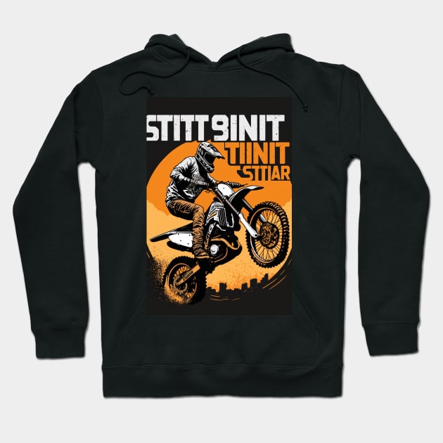 Dirt bike wheelie - orange background Hoodie by KoolArtDistrict